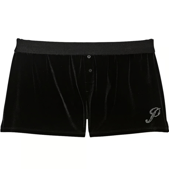 VS Black Velvet Pajama Boxer Style Shorts - Picture 4 of 6